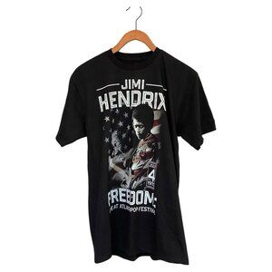 Jimi Hendrix Black Freedom Tee T-Shirt Men's M Music Band Live Atlanta Pops